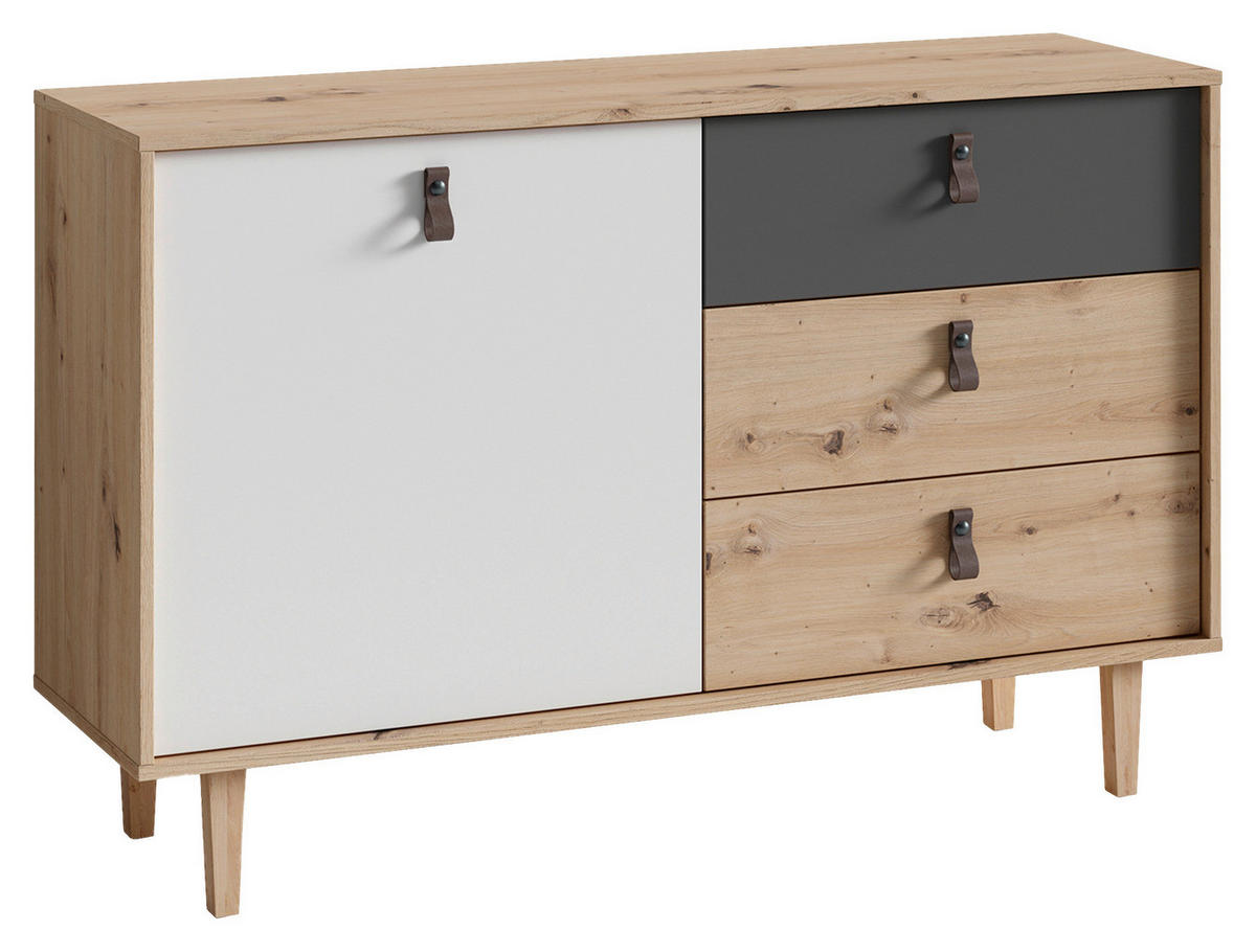 Sideboard BILL Eiche Artisan Nachbildung weiß anthrazit dunkelbraun natur B/H/T: ca. 120x77x36,5 cm BILL - Eiche/dunkelbraun (120,00/77,00/36,50cm) - byLIVING