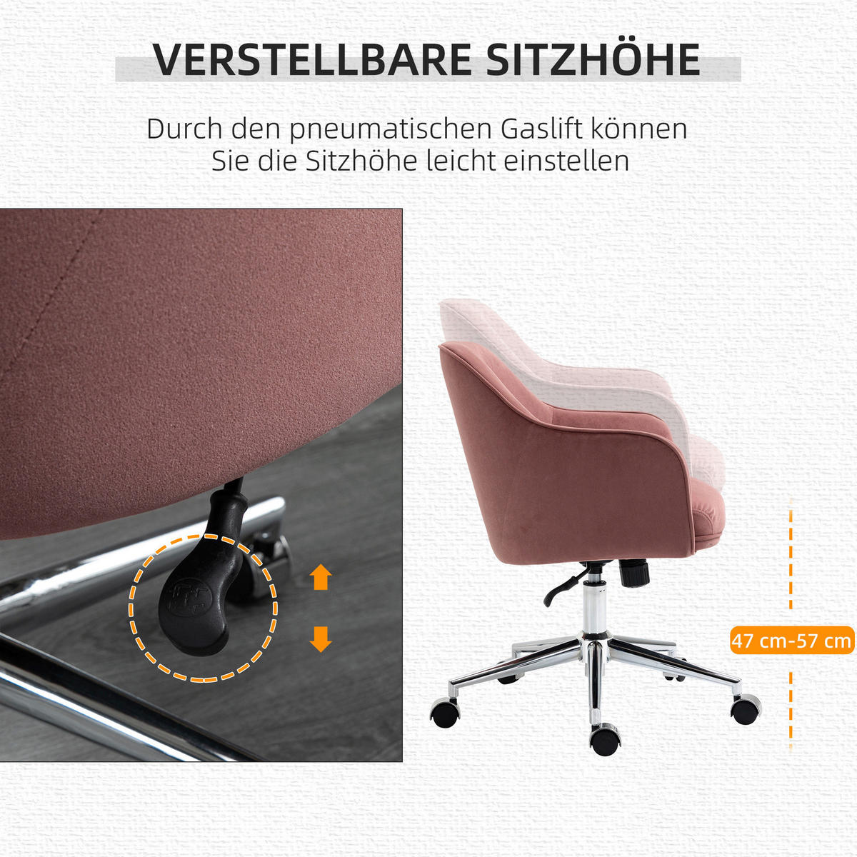 Drehstuhl 921-459RD rot 921-459RD - rot (61,00/80,50/59,00cm) - Vinsetto