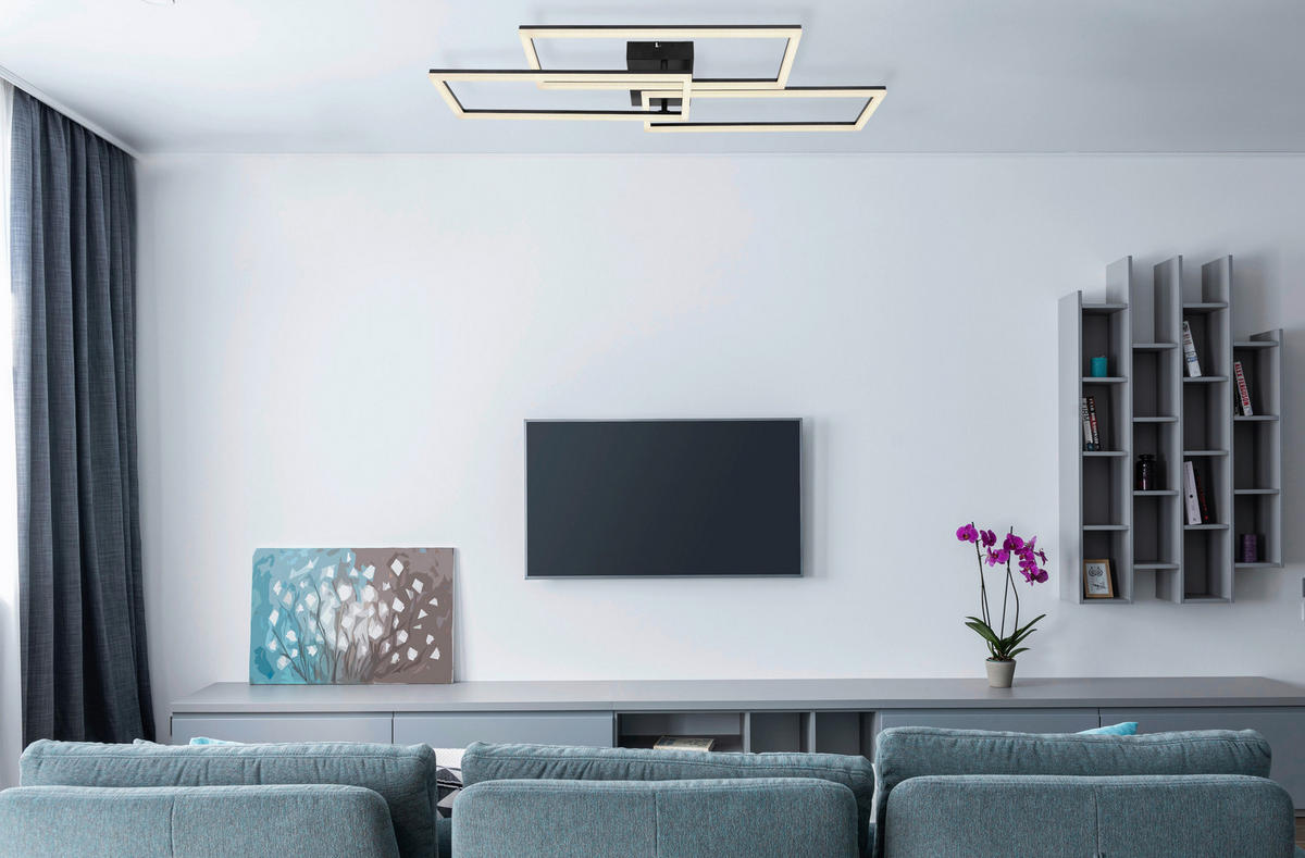 GLOBO LED-Deckenleuchte schwarz Opal Acryl Metall B/H/T: ca. 40x8x90 cm TINY - schwarz/Opal (40,00/8,00/90,00cm) - GLOBO