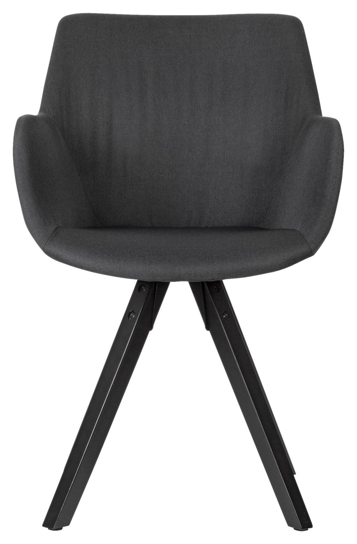 Stuhl anthrazit schwarz Stoff Echtholz B/H/T: ca. 54x85x58 cm Esszimmerstuhl - schwarz/anthrazit (54,00/85,00/58,00cm) - Wohnling