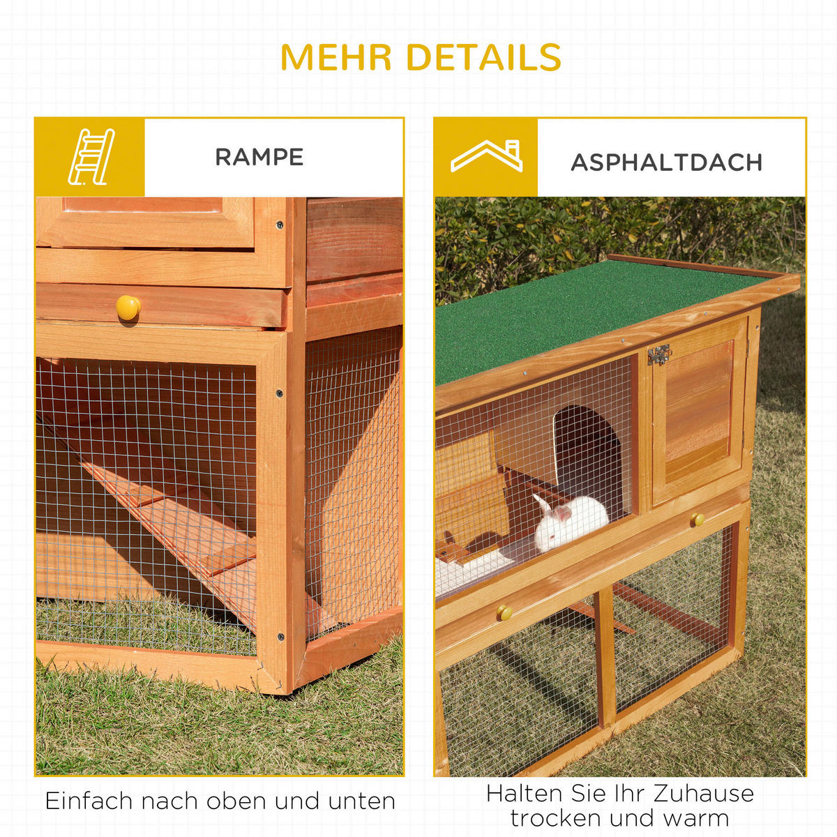 PawHut Kaninchenstall Kaninchenstall - (90,00/45,00/80,00cm) - PawHut