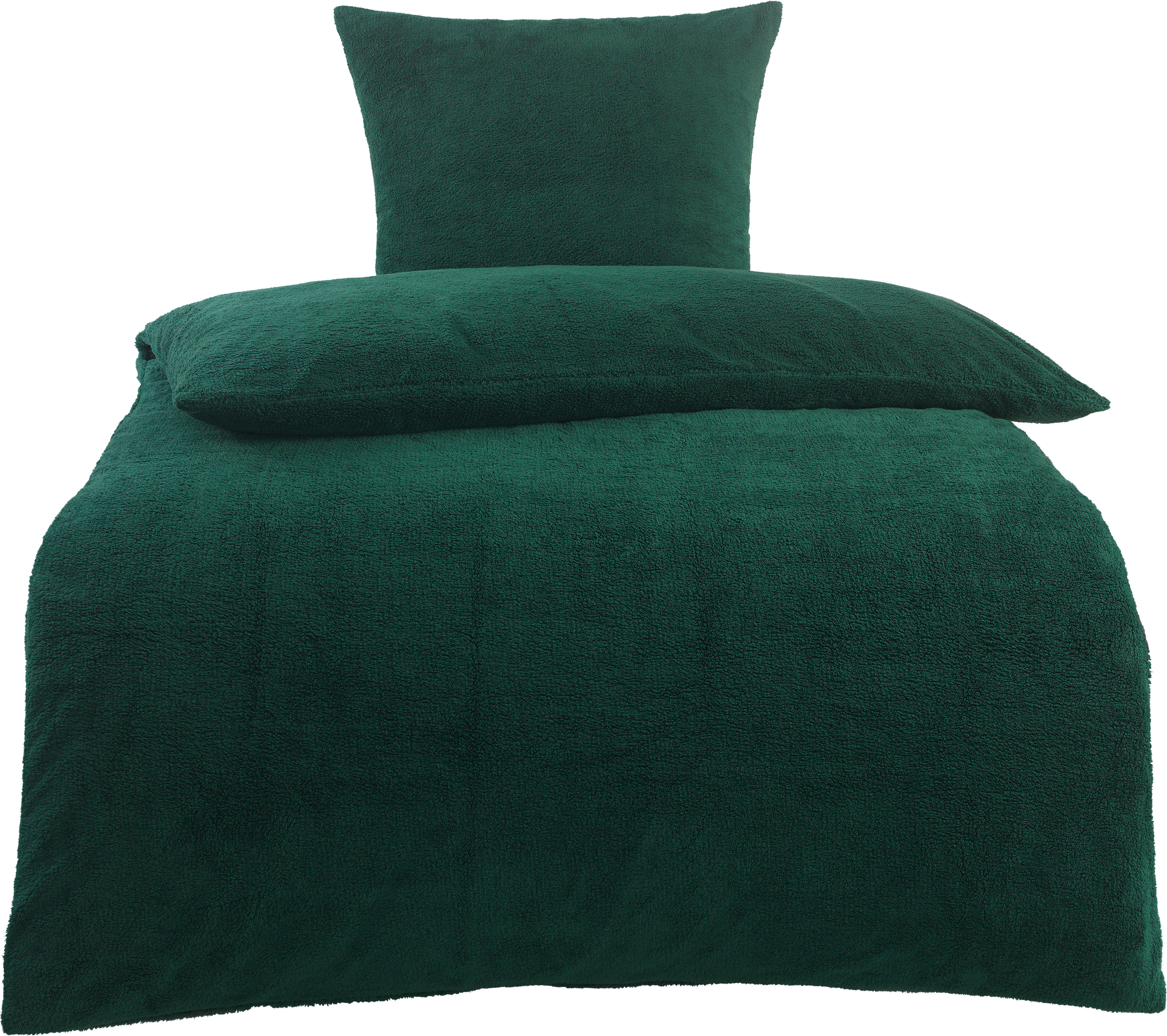 Microfaser Bettwäsche Teddy-Fleece Bettwäsche_Microfaser-Teddy-Flausch - dunkelgrün (135,00/200,00cm)