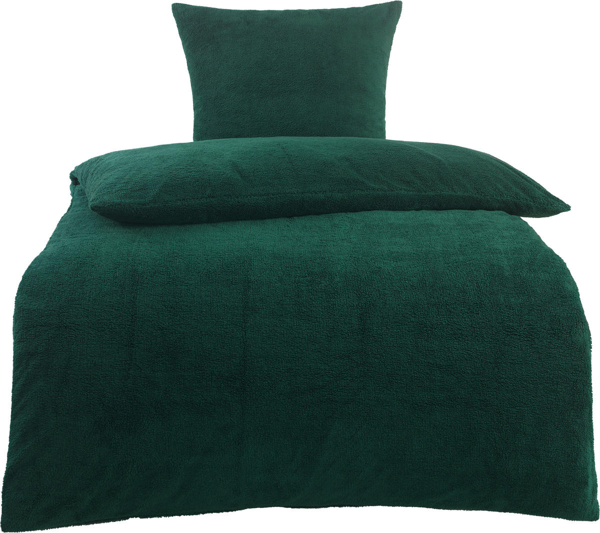 Microfaser Bettwäsche Teddy-Fleece Bettwäsche_Microfaser-Teddy-Flausch - dunkelgrün (135,00/200,00cm)