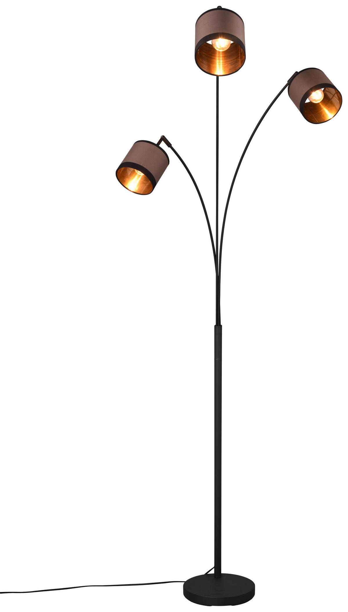 Reality Stehleuchte R41553041 Davos schwarz taupe Metall Stoff H/D: ca. 185x12 cm E14 3 Brennstellen Davos - schwarz/taupe (12,00/185,00cm) - Reality