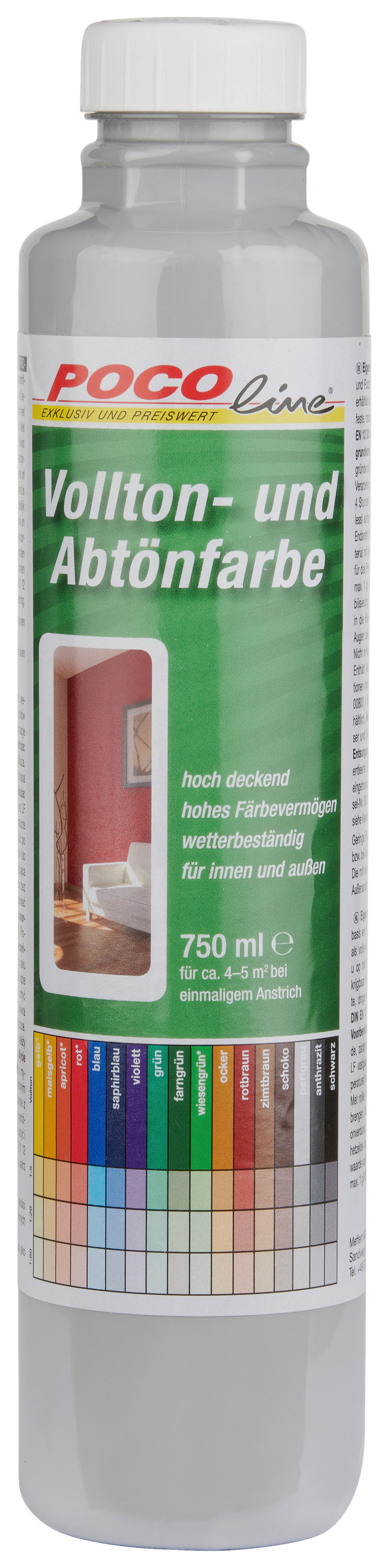 POCOline Vollton- und Abtönfarbe perlgrau ca. 0,75 l Voll+Abtönfarbe 750ml perlgrau - perlgrau (750ml) - POCOline