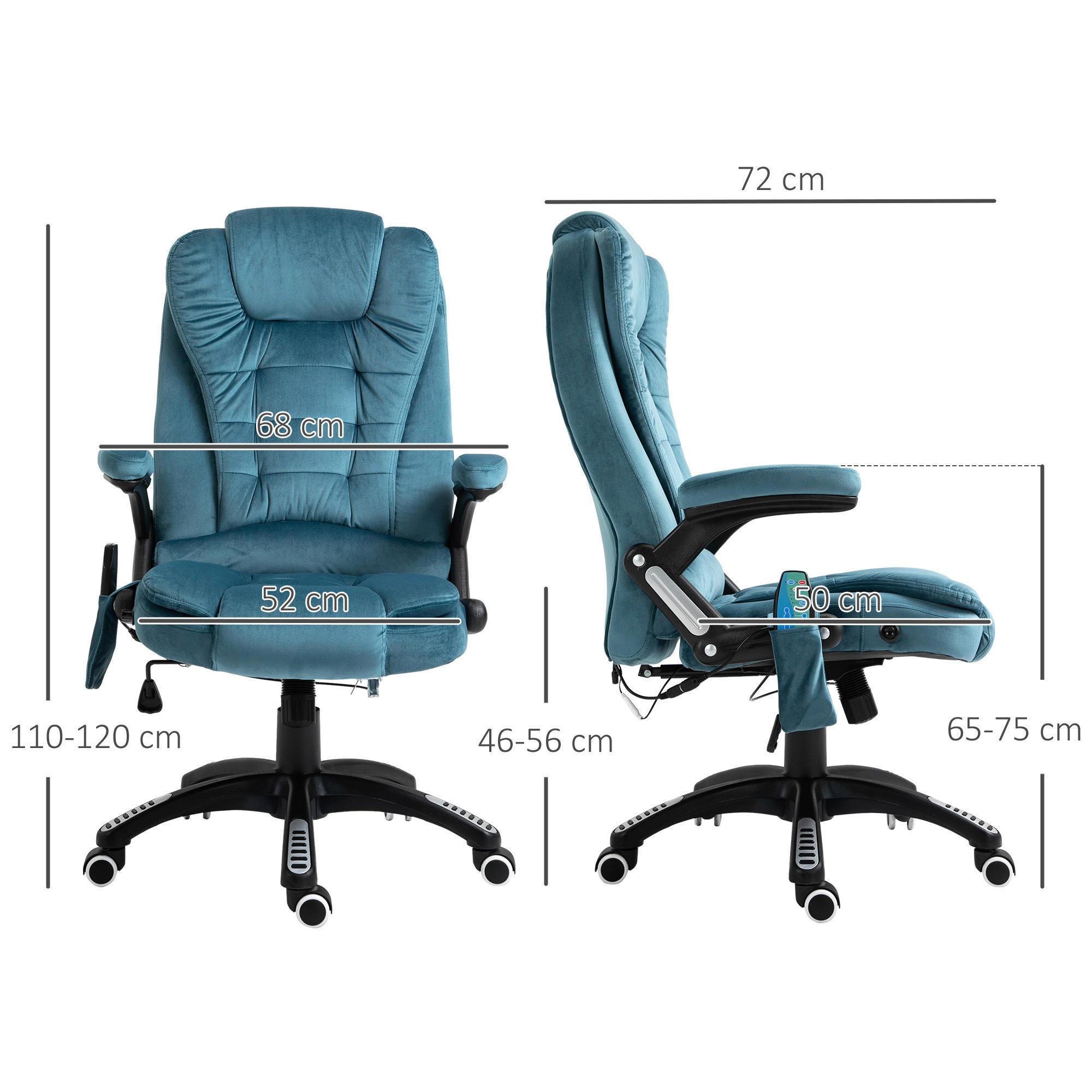 Vinsetto Massagestuhl blau B/H/L: ca. 72x68x120 cm Massagestuhl - blau (120,00/72,00/68,00cm) - Vinsetto