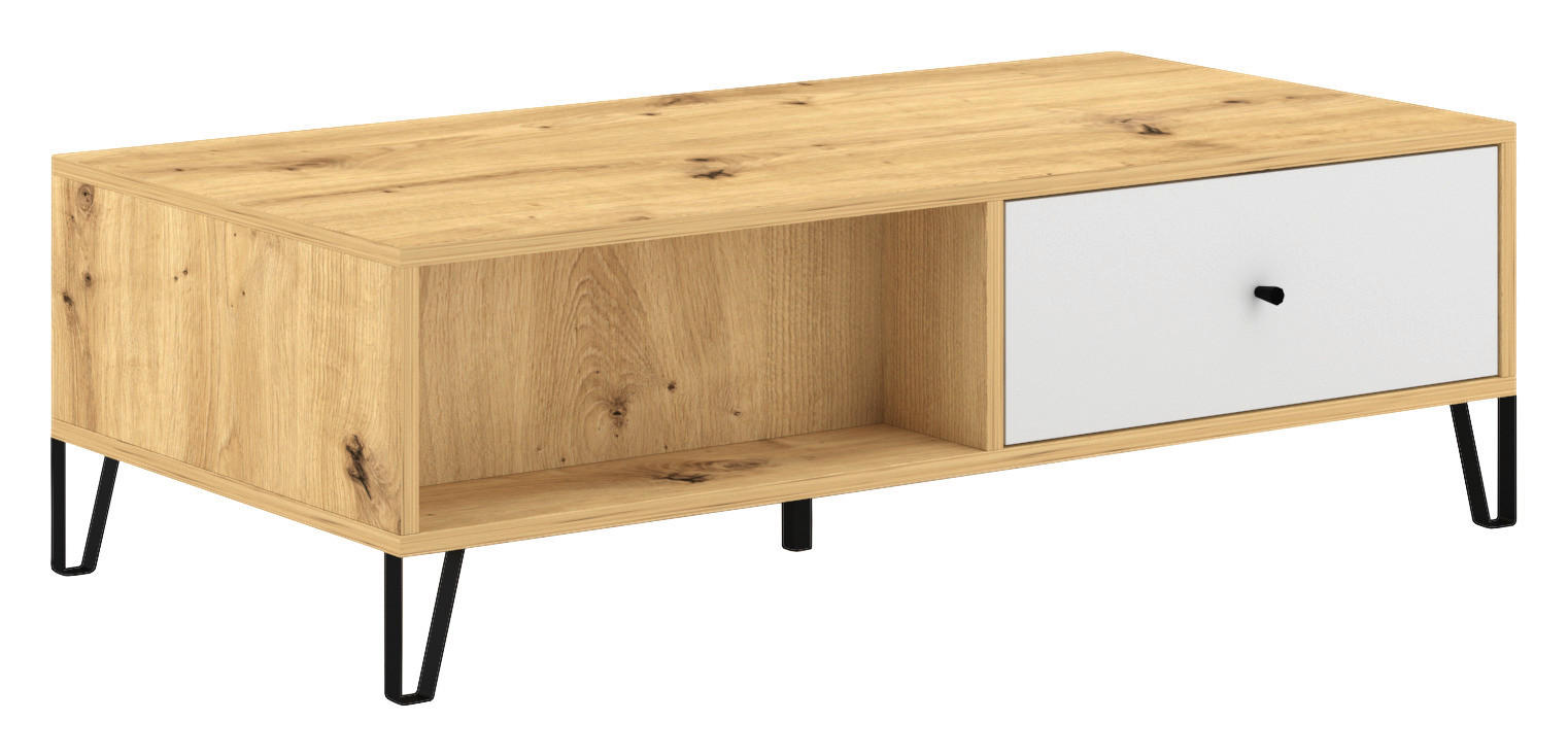 Couchtisch BILBAO Eiche Artisan Nachbildung weiß matt B/H/T: ca. 110x37x60 cm BILBAO - Eiche/weiß (110,00/37,00/60,00cm) - WIPMEB