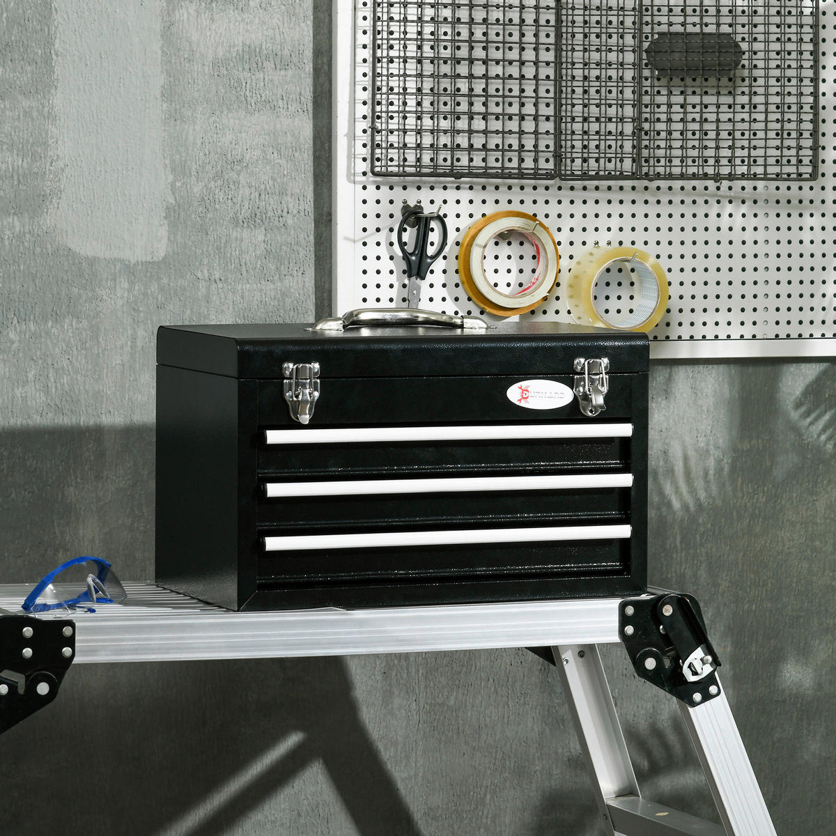 B/H/L: ca. 24x45x27 cm Werkzeugkasten - schwarz (27,00/24,00/45,00cm) - DURHAND