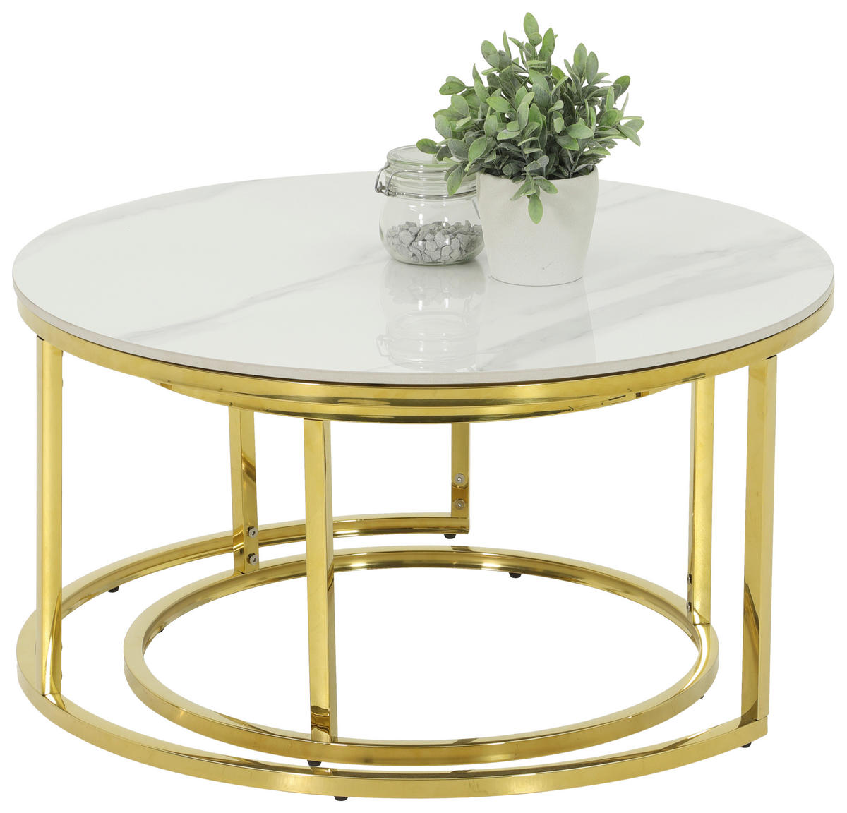 Couchtisch Joel Marmoroptik weiß gold H/D: ca. 41x80 cm Joel - gold/weiß (80,00/41,00cm) - Hela