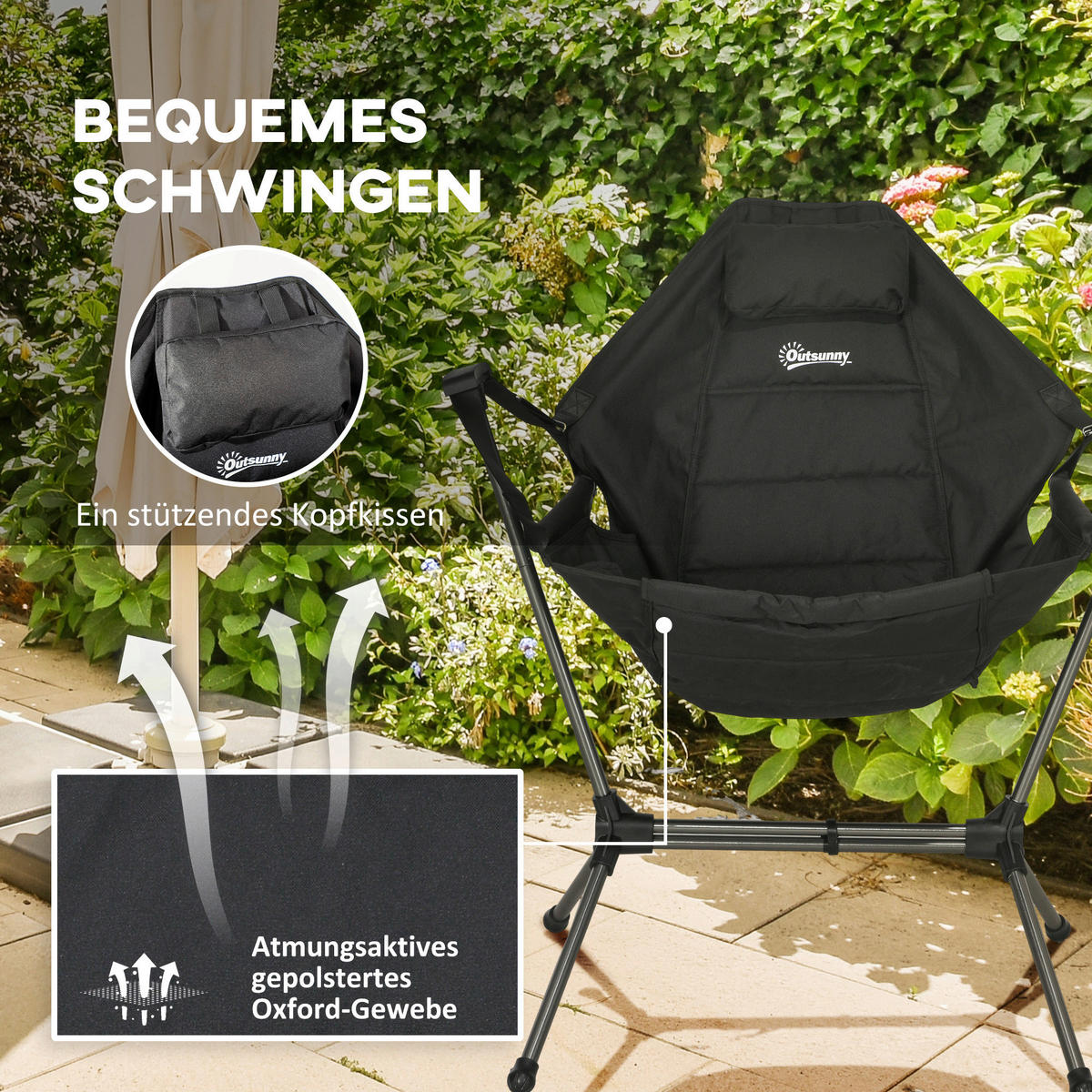 Outsunny Hängematte Campingstuhl B/H/L: ca. 100x101x54 cm Hängematte Campingstuhl - schwarz (54,00/100,00/101,00cm) - Outsunny