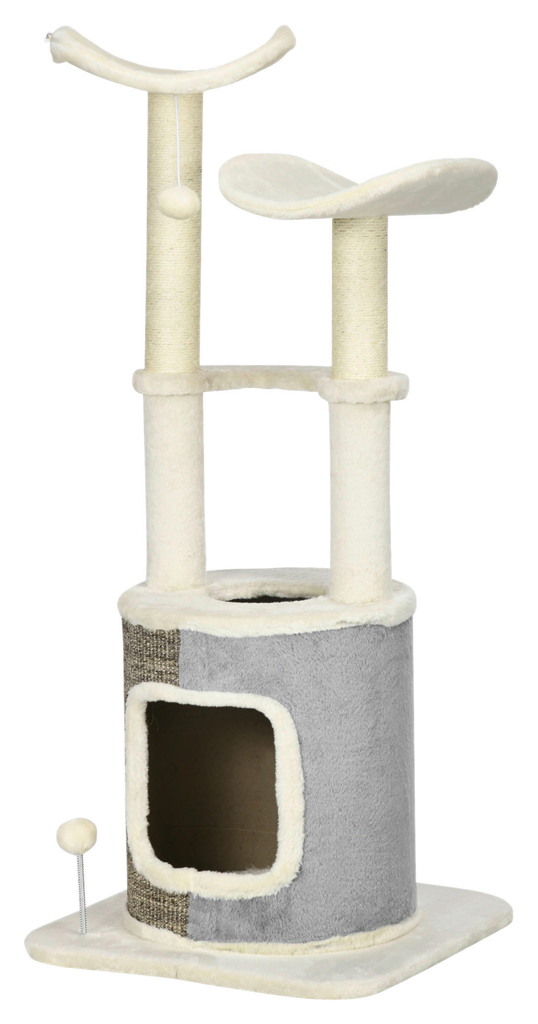 PawHut Kratzbaum cremeweiß Polyester B/H/L: ca. 48x110x48 cm Kratzbaum - cremeweiß (48,00/48,00/110,00cm) - PawHut