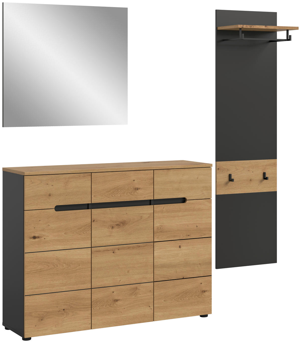 Garderobe Canu basaltgrau Nachbildung Artisan Nachbildung B/H/T: ca. 180x190x37 cm Canu - basaltgrau (180,00/190,00/37,00cm) - xonox.home