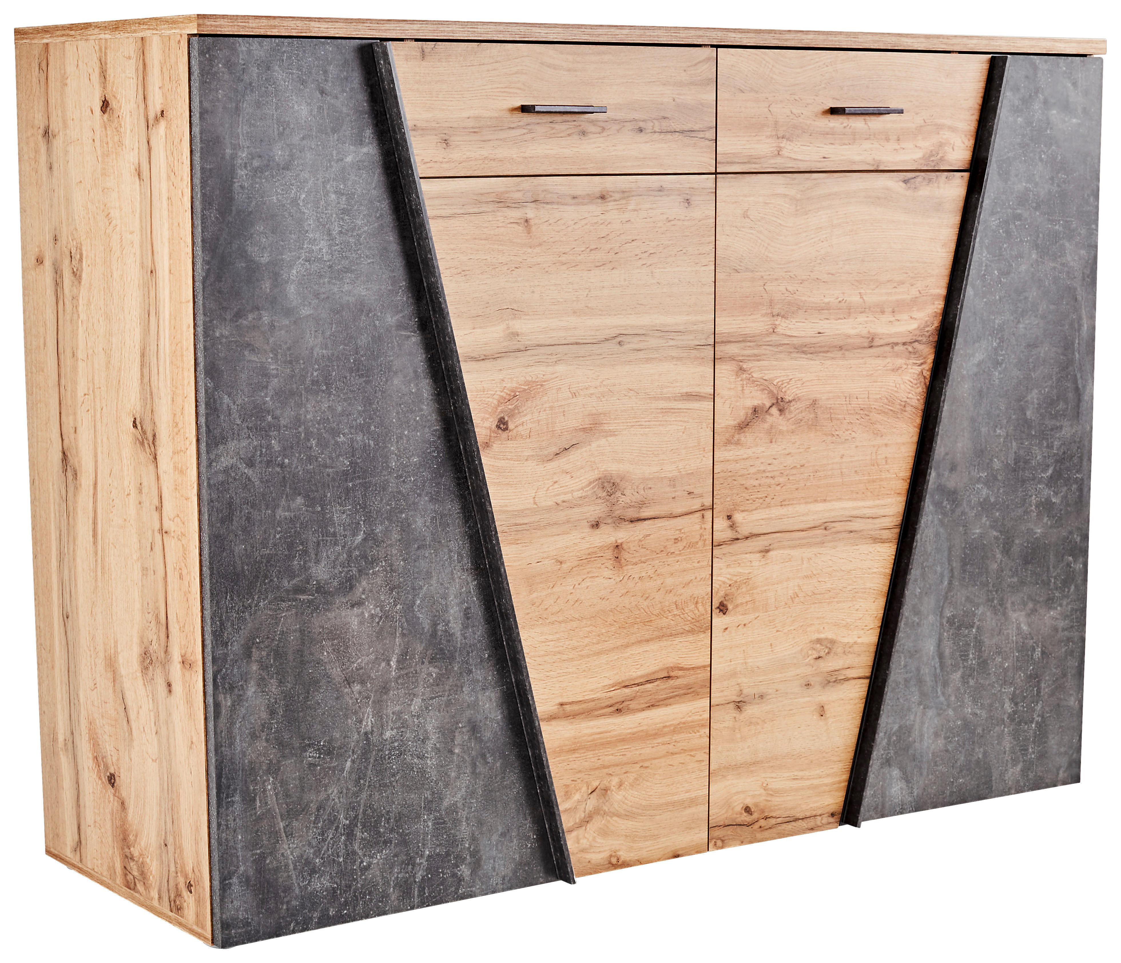 Sideboard Venedig Eiche Wotan Nachbildung Beton dunkel Optik B/H/T: ca. 160x112x40 cm Venedig - Eiche (160,00/112,00/40,00cm)