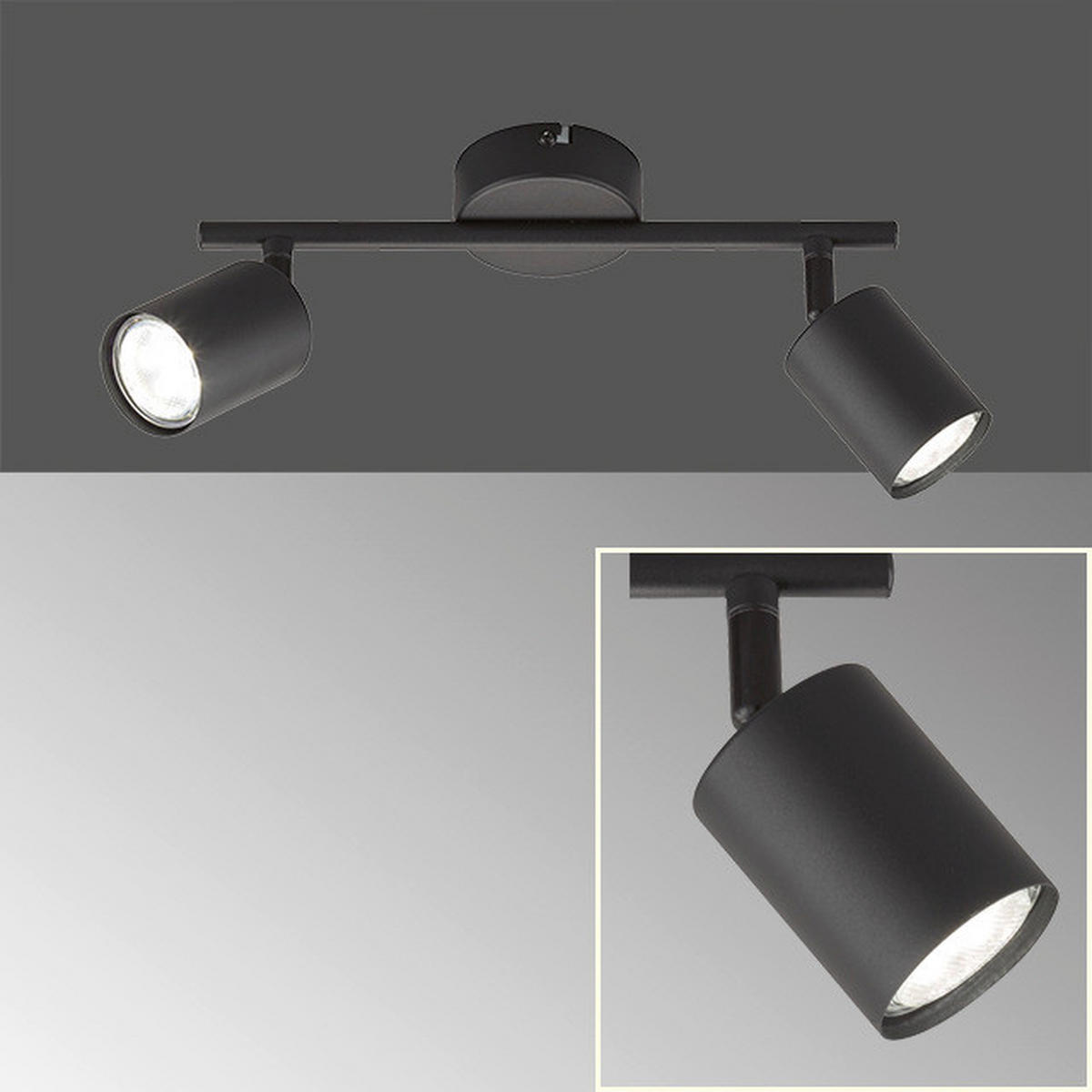 Fischer & Honsel LED-Deckenleuchte 21129 schwarz Metall B/H/T: ca. 30x14x8 cm 2 Brennstellen Vano - schwarz (30,00/14,00/8,00cm) - Fischer & Honsel