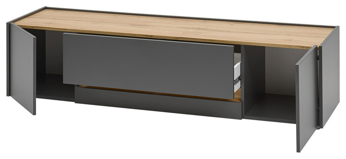 TV-Lowboard City Eiche Wotan Nachbildung anthrazit B/H/T: ca. 170x40x45 cm City - Eiche/anthrazit (170,00/40,00/45,00cm)