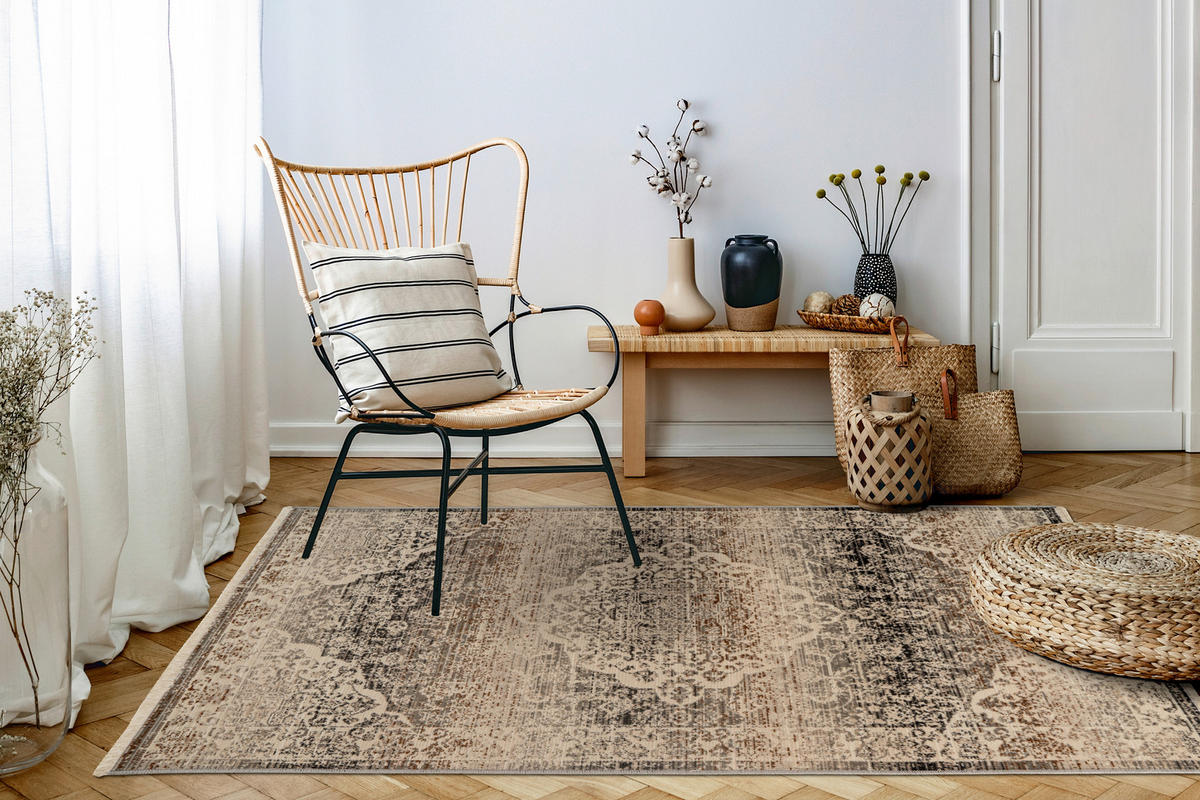 Kayoom Kurzflorteppich Charin 725 beige B/H/L: ca. 80x0,35x150 cm Charin 725 - beige (150,00/80,00/0,35cm) - Kayoom