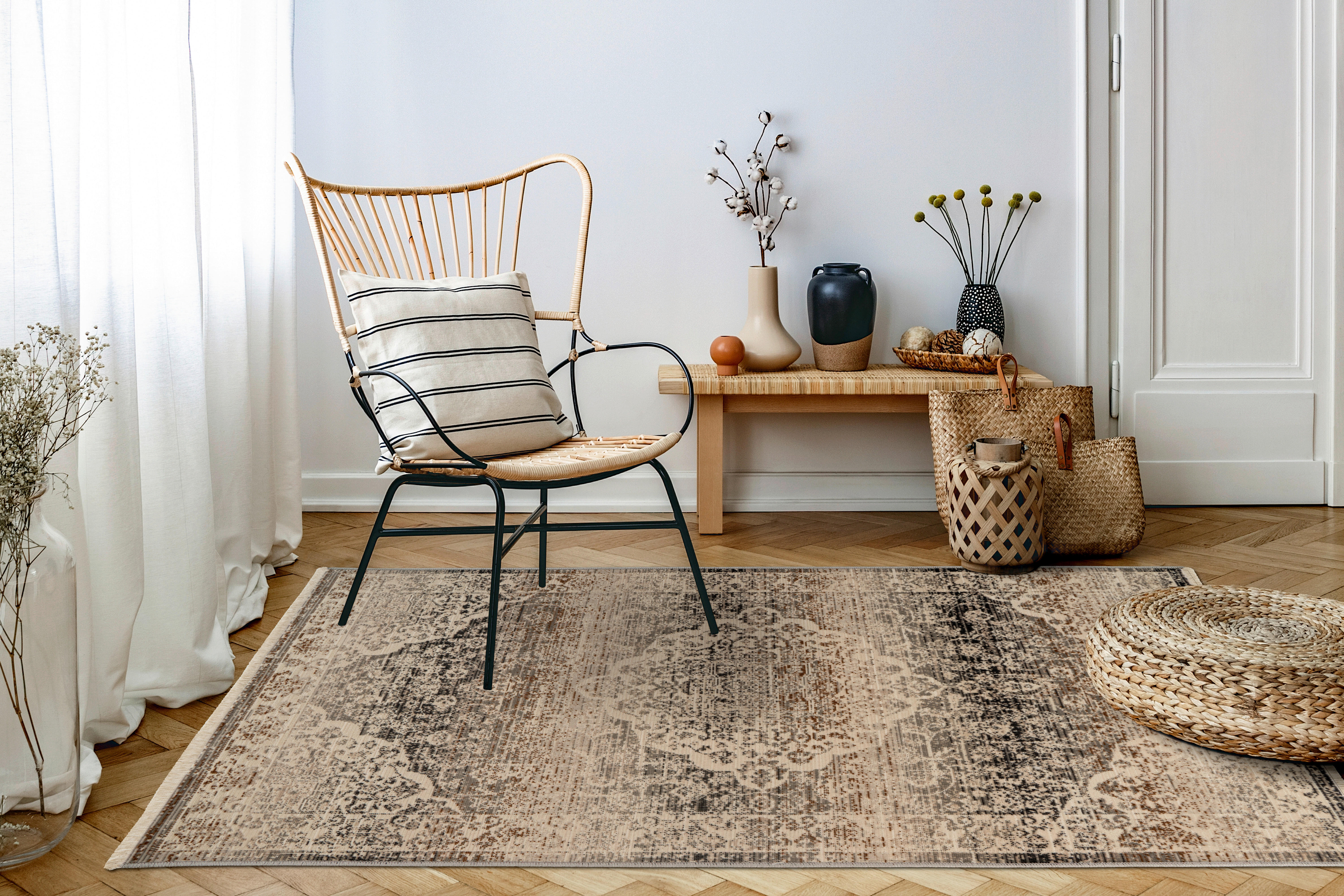 Thumbnail - Kayoom Kurzflorteppich Charin 725 beige B/H/L: ca. 80x0,35x150 cm