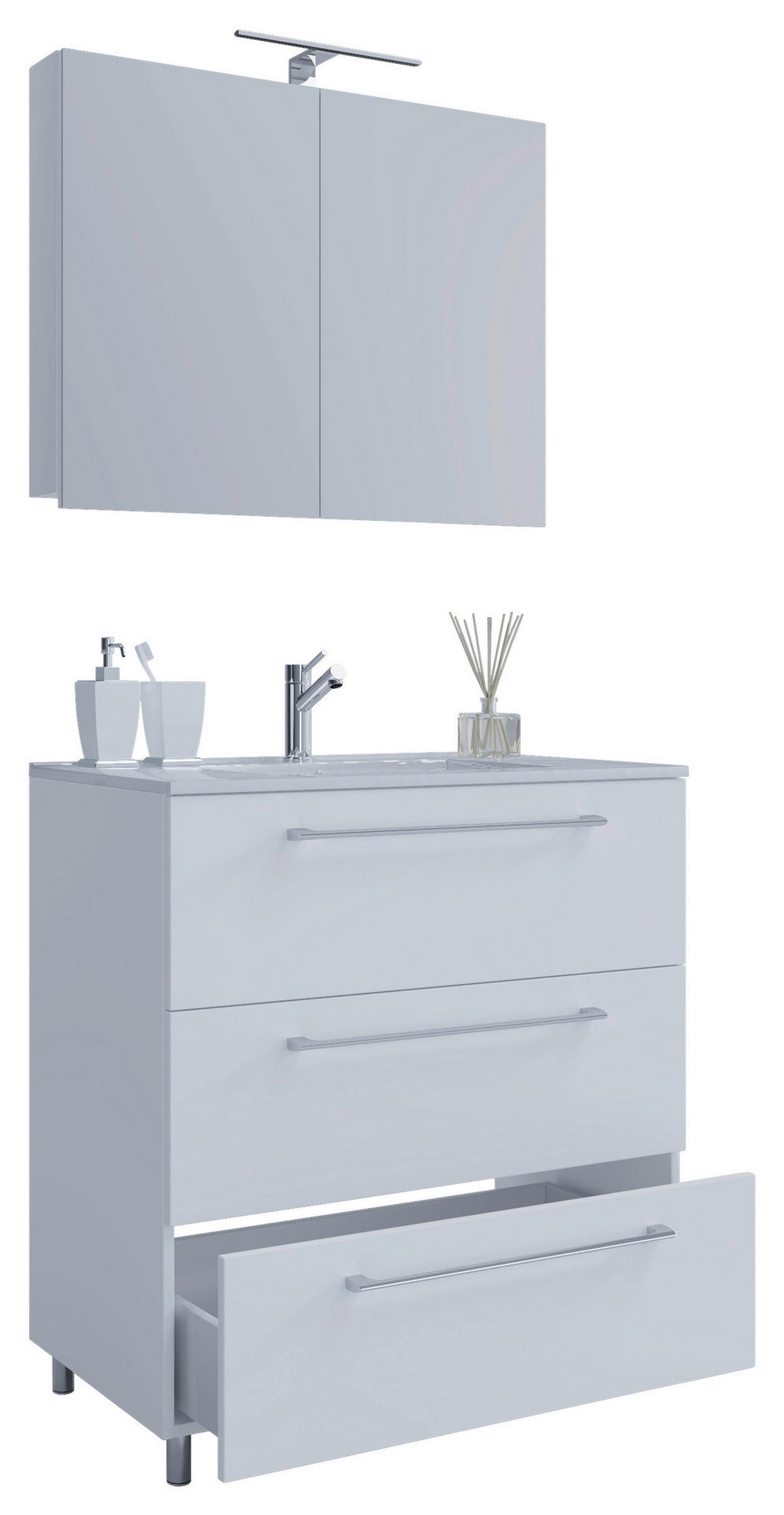 Waschplatz 3tlg-Schubo weiß B/H/T: ca. 80x86x46 cm 3tlg-Schubo - weiß (80,00/86,00/46,00cm) - VCM Möbel