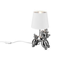 Reality Tischleuchte R50241089 silber weiß Keramik Stoff B/H/T: ca. 17x33x16 cm E14 1 Brennstellen Tischleuchte_Bello - weiß/silber (17,00/33,00/16,00cm) - Reality