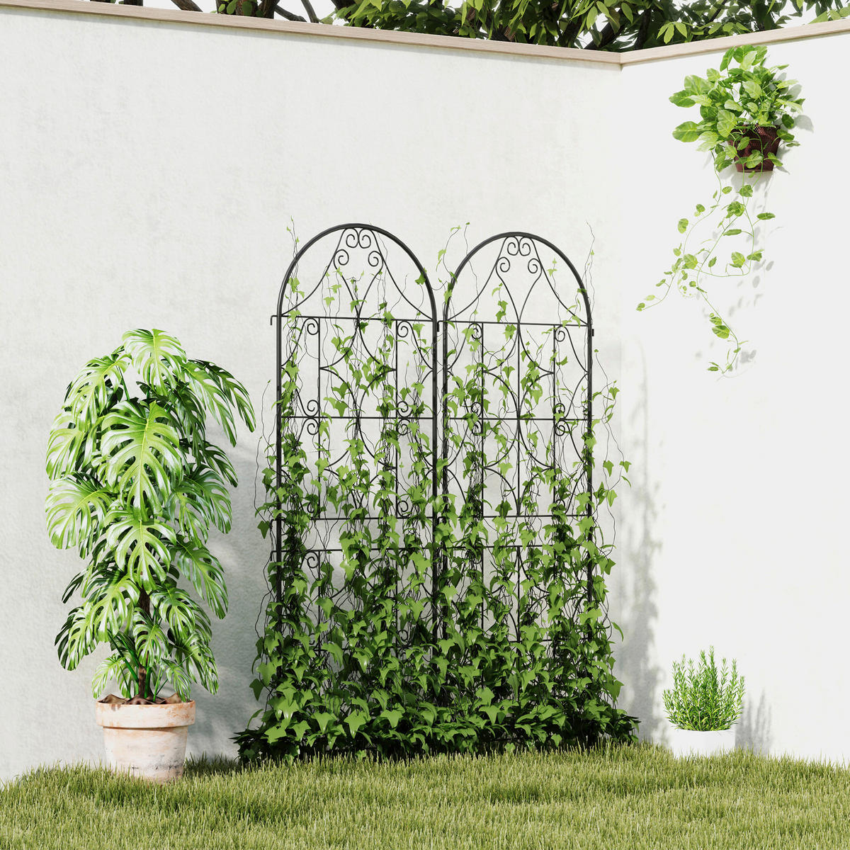 Outsunny Rankgitter schwarz B/H/L: ca. 1,3x150x50 cm Rankgitter - schwarz (50,00/1,30/150,00cm) - Outsunny
