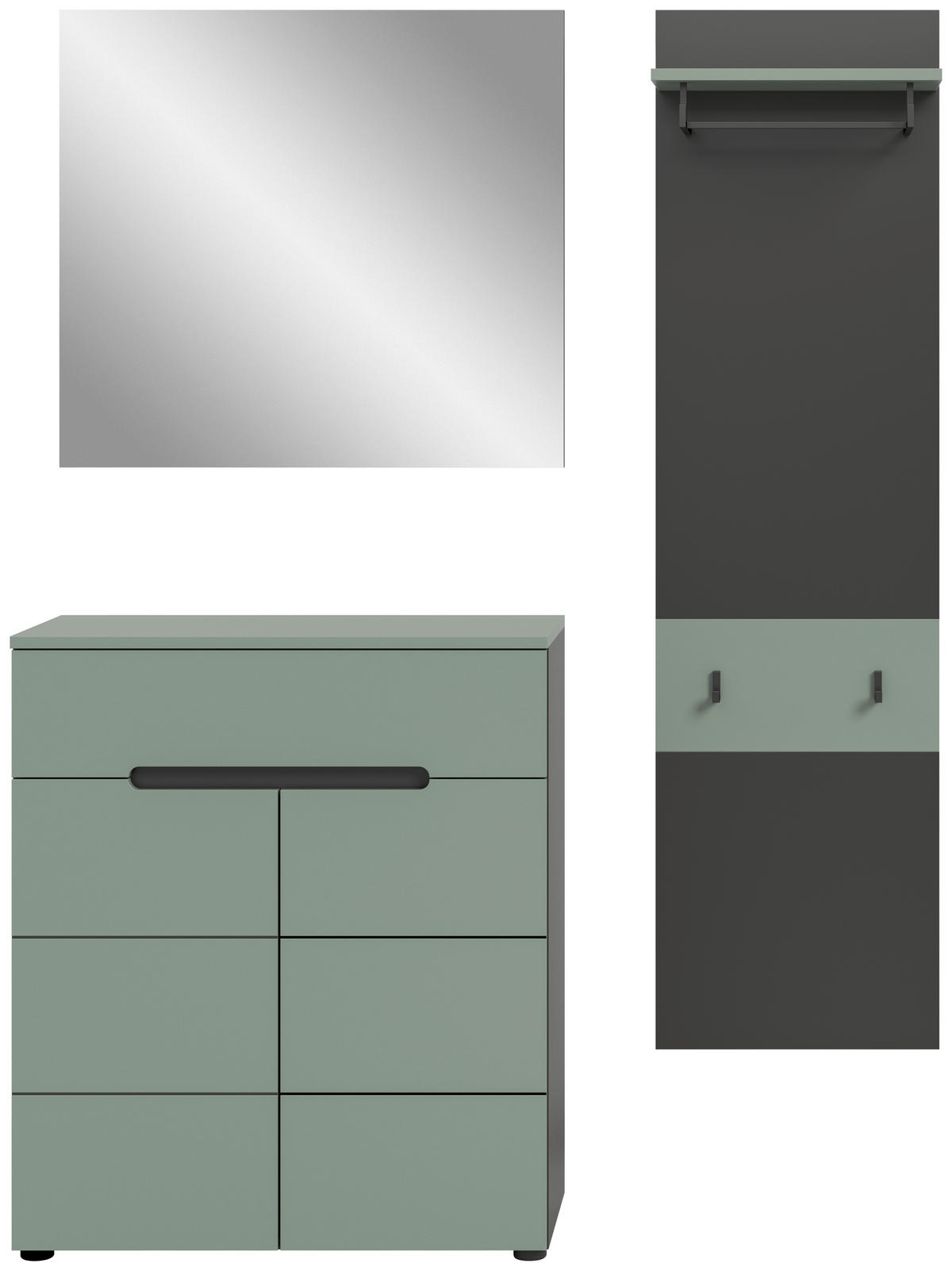 Garderobe Canu grün basaltgrau Nachbildung B/H/T: ca. 140x190x37 cm Canu - basaltgrau/grün (140,00/190,00/37,00cm) - xonox.home
