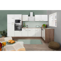 Respekta Winkelküche KBL340EYWMISGKE weiß B/H/T: ca. 340x205x172 cm KBL340EYWMISGKE - Eiche/weiß (340,00/205,00/172,00cm) - Respekta