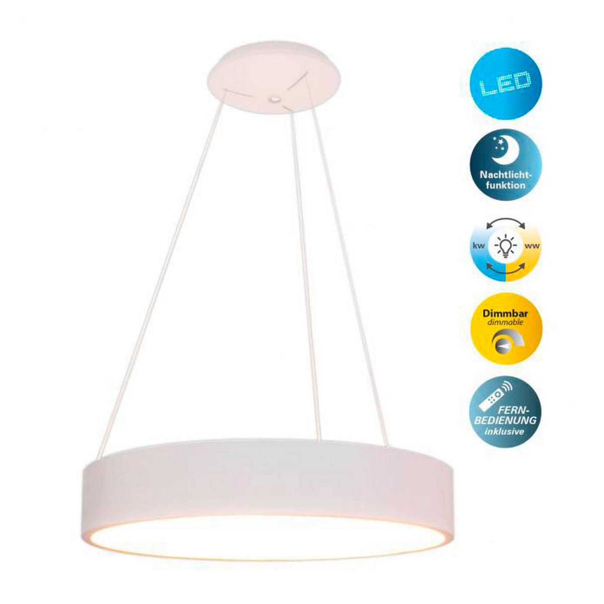 Näve Leuchten LED Pendelleuchte Carla - weiß (60,00/150,00/60,00cm) - Näve Leuchten