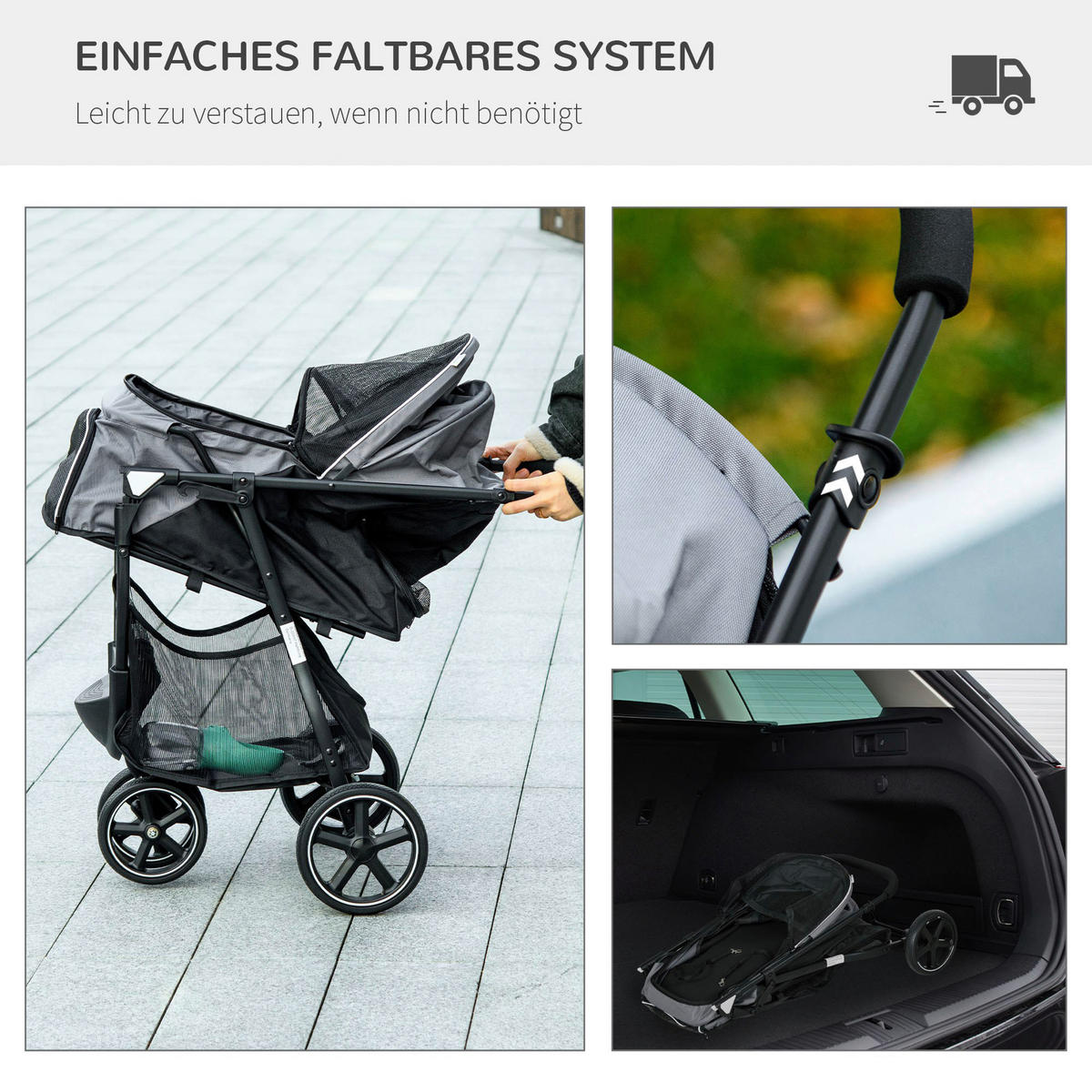 PawHut Hunde-Zubehör grau Polyester B/H/L: ca. 55x83x101 cm Hundebuggy - grau (101,00/55,00/83,00cm) - PawHut