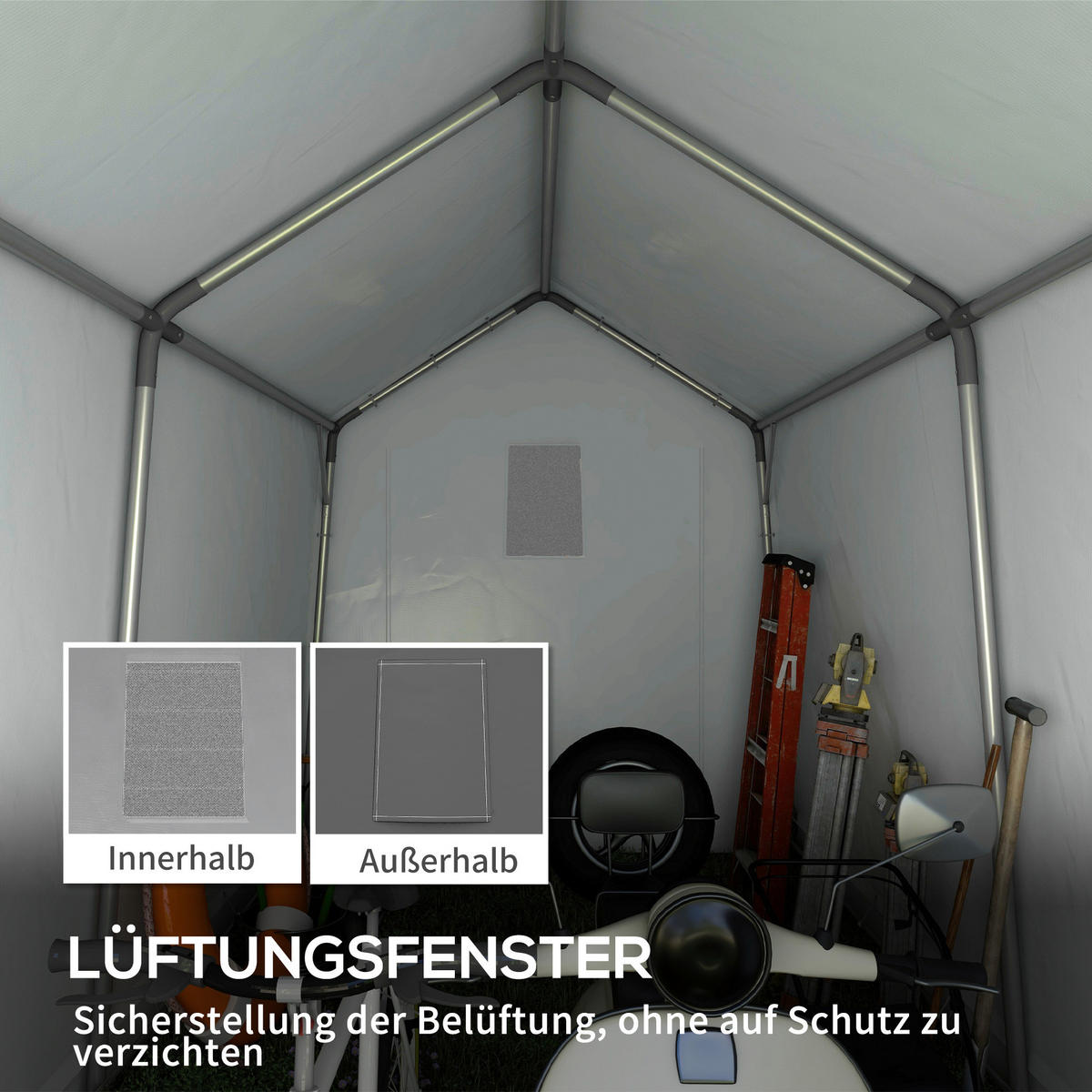Outsunny Garagenzelt dunkelgrau Kunststoff B/H/L: ca. 360x235x210 cm Garagenzelt - dunkelgrau (210,00/360,00/235,00cm) - Outsunny
