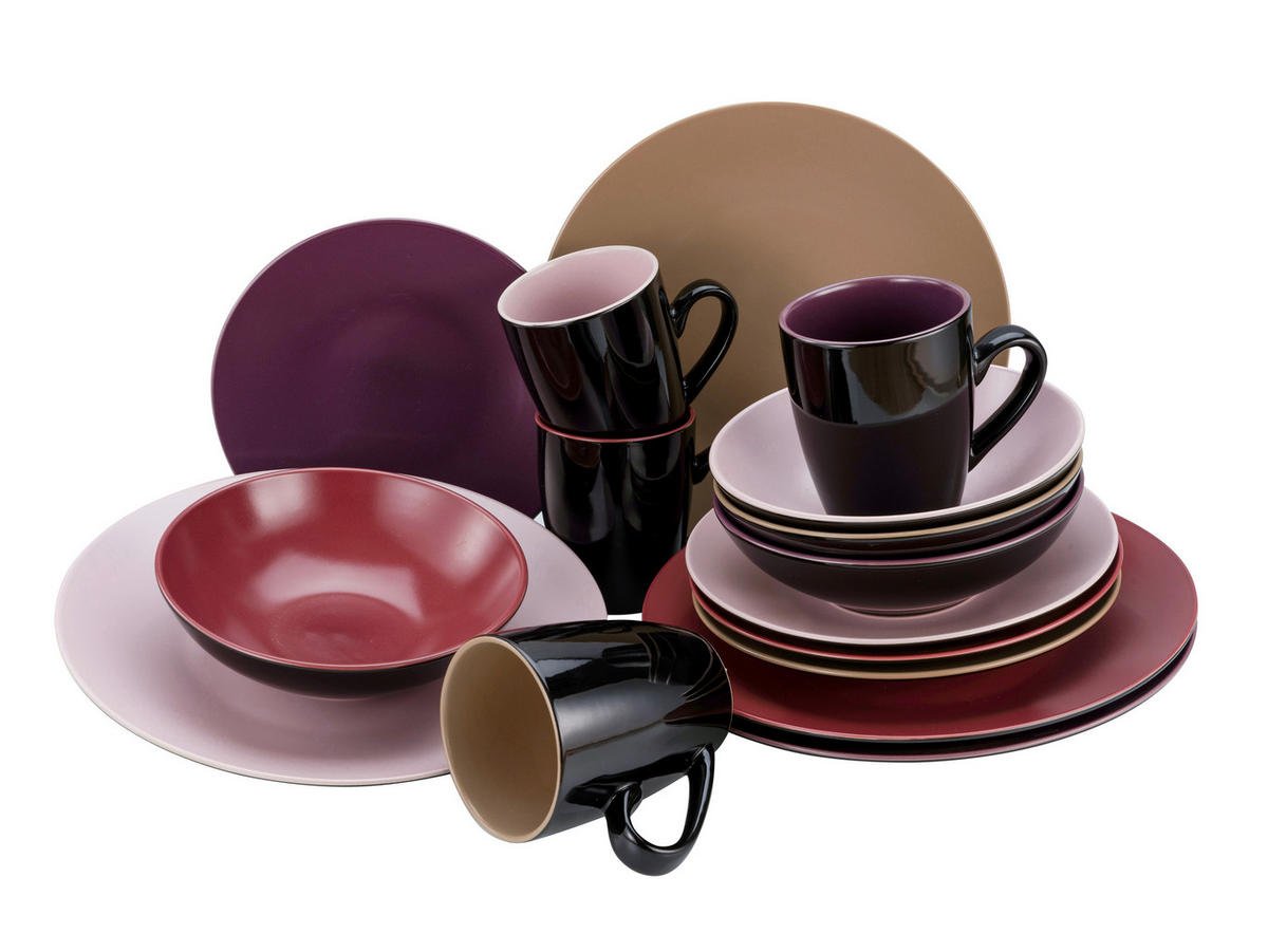 CreaTable Kombiservice Very BERRY multicolor Steinzeug 16 tlg. Very BERRY - multicolor - CreaTable