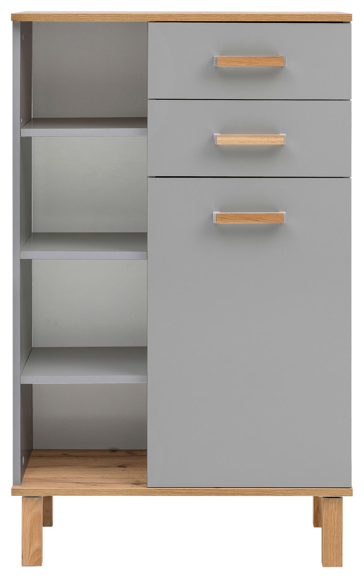 Midischrank Padua grau Eiche Landhaus Nachbildung B/H/T: ca. 67x114,5x35 cm Padua - Eiche/grau (67,00/114,50/35,00cm) - Möbelpartner
