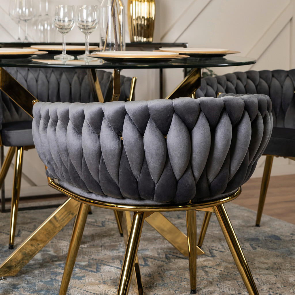 Thumbnail - Stuhl CAPRI grau Velourstoff B/H/T: ca. 65x73x54 cm