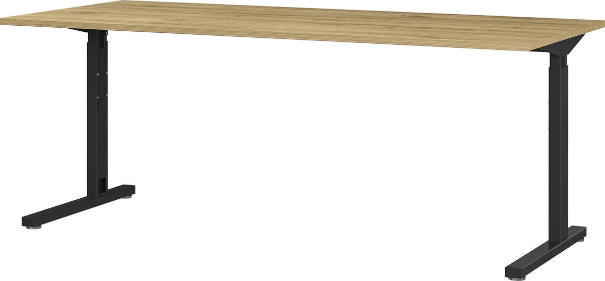 Schreibtisch 4253-582 Eiche Grand-Son Nachbildung schwarz B/H/T: ca. 180x80x80 cm 4253-582 - Eiche/schwarz (180,00/80,00/80,00cm) - Germania