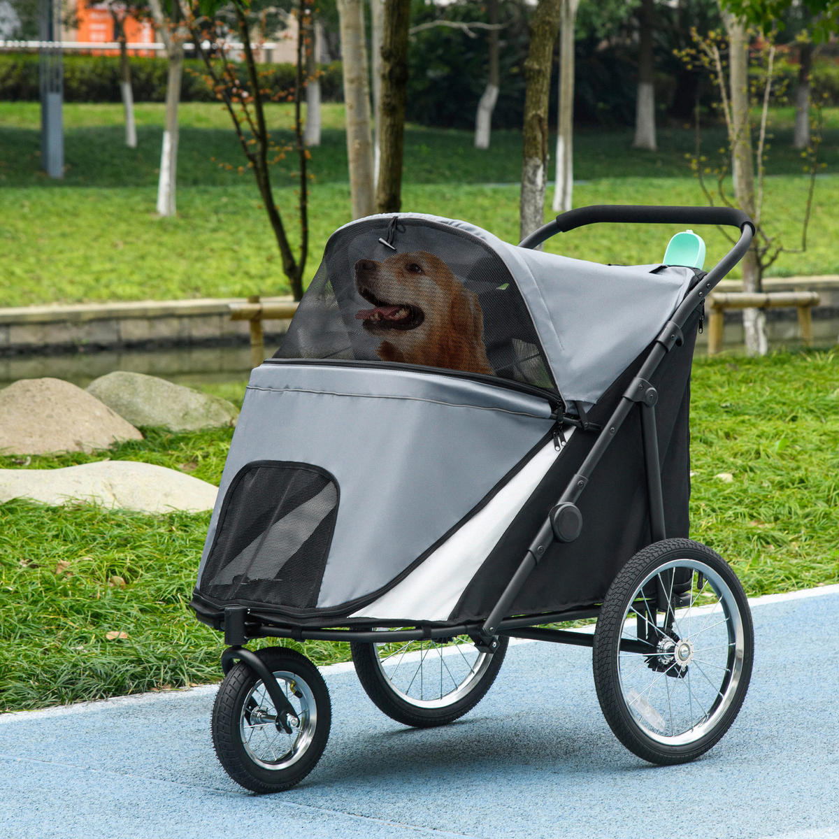 PawHut Hundebuggy grau Polyester-Mischgewebe B/H/L: ca. 70x97,5x111 cm Hundebuggy - grau (111,00/70,00/97,50cm) - PawHut