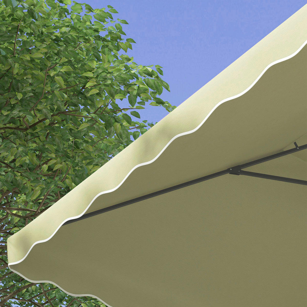 Outsunny Sonnenschirm beige Polyester B/H/L: ca. 243x251x243 cm Sonnenschirm - beige (243,00/243,00/251,00cm) - Outsunny