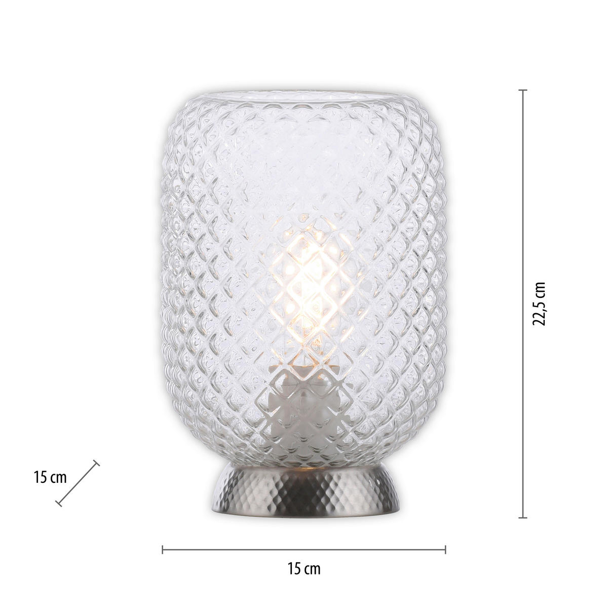 Just Light Tischleuchte 14906-55 Stahl Rauchglas H/D: ca. 23x15 cm E27 1 Brennstellen REISHI - Stahl (15,00/23,00cm) - Just Light