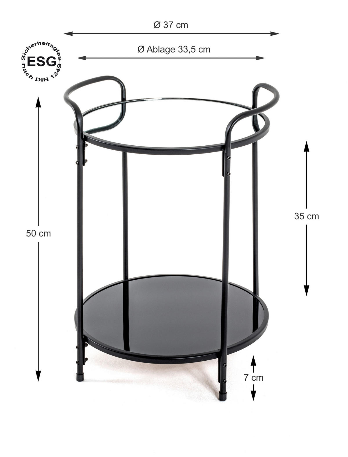 Beistelltisch  schwarz H/D: ca. 50x37 cm Esens_Beistelltisch 22556 - schwarz (37,00/50,00cm)