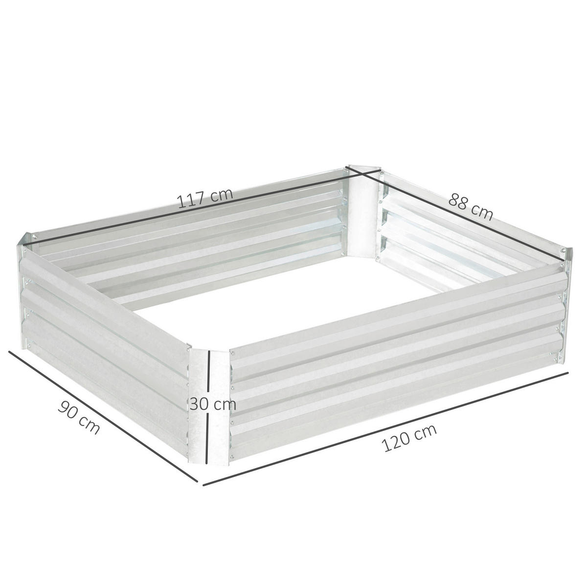 Outsunny Hochbeet silber Stahl H/T/L: ca. 30x90x120 cm Hochbeet 845-519 - silber (120,00cm) - Outsunny