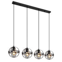GLOBO Pendelleuchte schwarz Metall B/H/T: ca. 20x120x100 cm E27 4 Brennstellen TAMARA - schwarz (20,00/120,00/100,00cm) - GLOBO