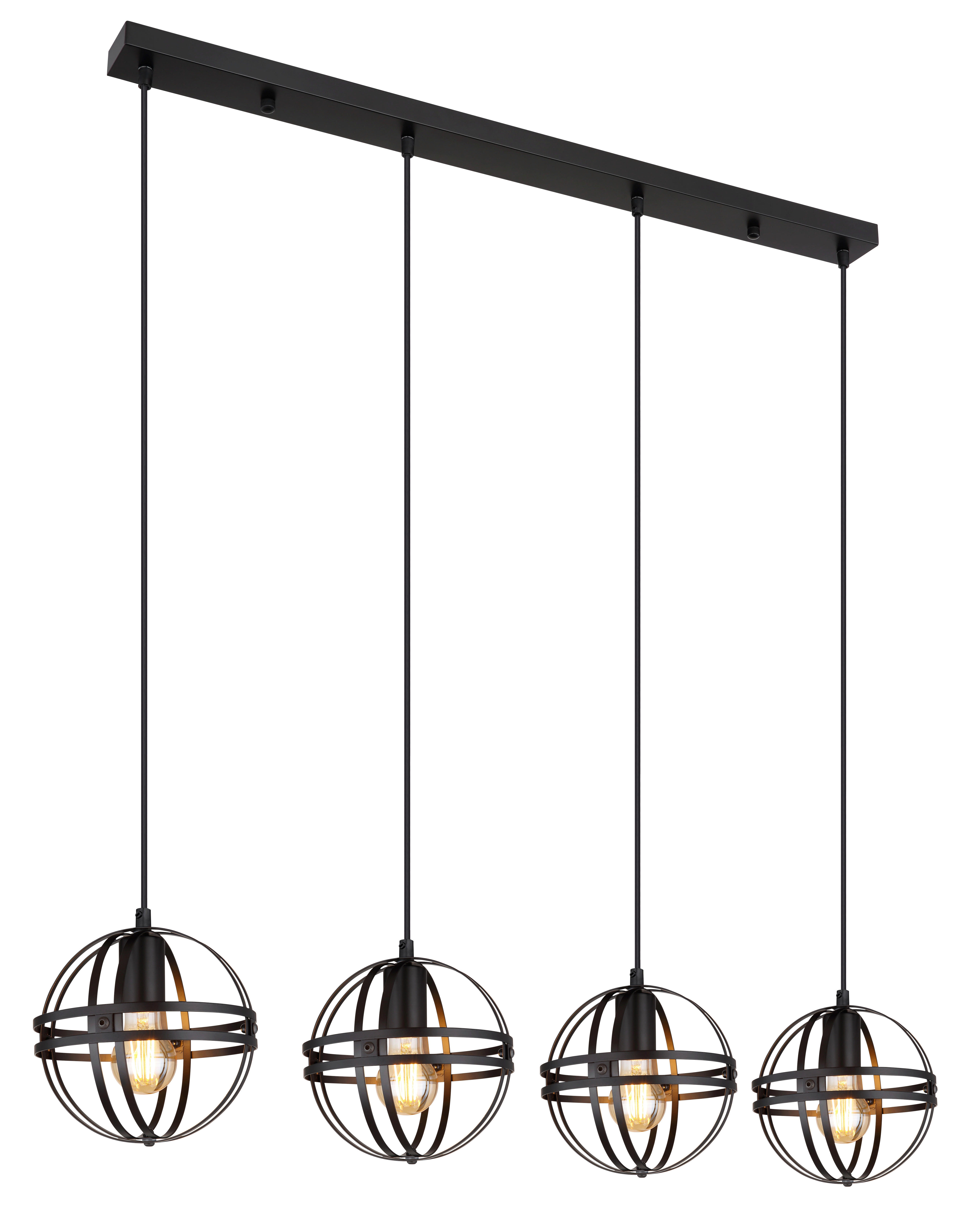 GLOBO Pendelleuchte schwarz Metall B/H/T: ca. 20x120x100 cm E27 4 Brennstel günstig online kaufen