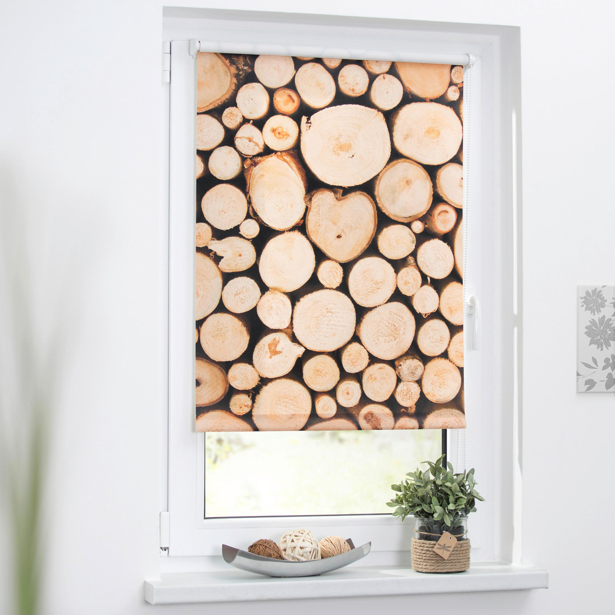 LICHTBLICK Rollo Holzstapel braun B/L: ca. 80x150 cm Holzstapel - braun (80,00/150,00cm) - LICHTBLICK