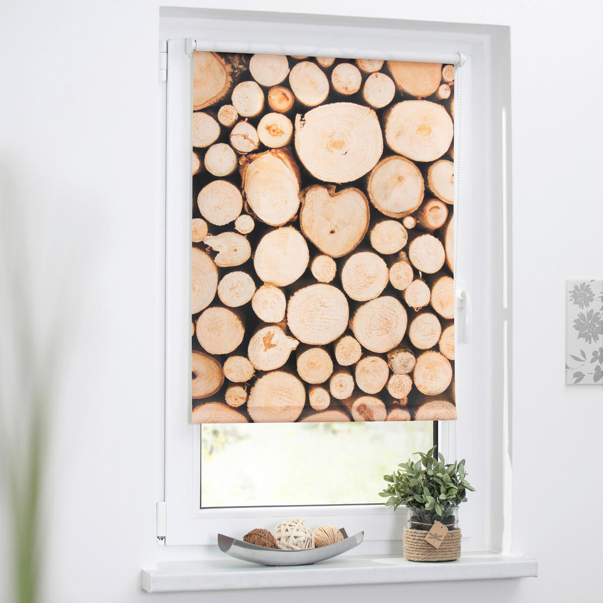 Rollo Holzstapel braun B/L: ca. 90x150 cm Holzstapel - braun (90,00/150,00cm) - LICHTBLICK