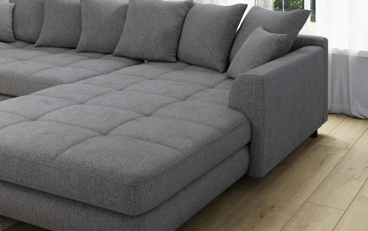 Ecksofa Maradona stone Microfaser B/H/T: ca. 317x93x226 cm Maradona - schwarz/stone (317,00/93,00/226,00cm)