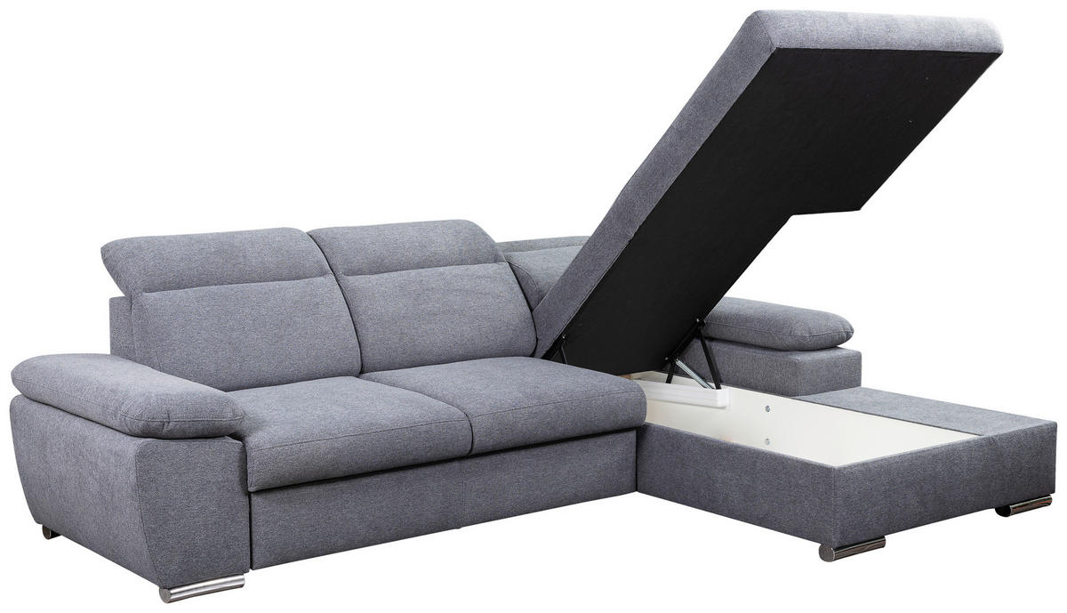 Funktionsecke Palma dunkelgrau Microfaser B/H/T: ca. 285x100x182 cm Palma - Chrom/dunkelgrau (285,00/100,00/182,00cm)