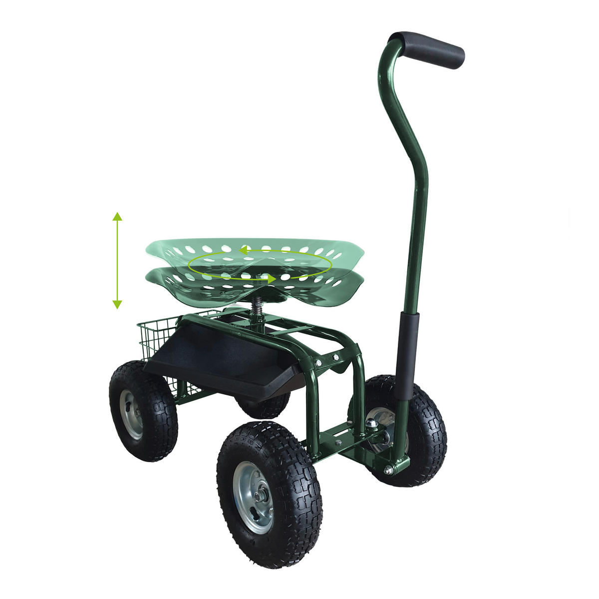 AXI Fahrbarer Gartensitz AG22 grün Metall B/H/T: ca. 53x98x112 cm AG22 - grün (53,00/98,00/112,00cm) - AXI