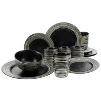 CreaTable Kombiservice La Gomera Negra schwarz Keramik 16 tlg. La Gomera Negra - weiß/schwarz - CreaTable