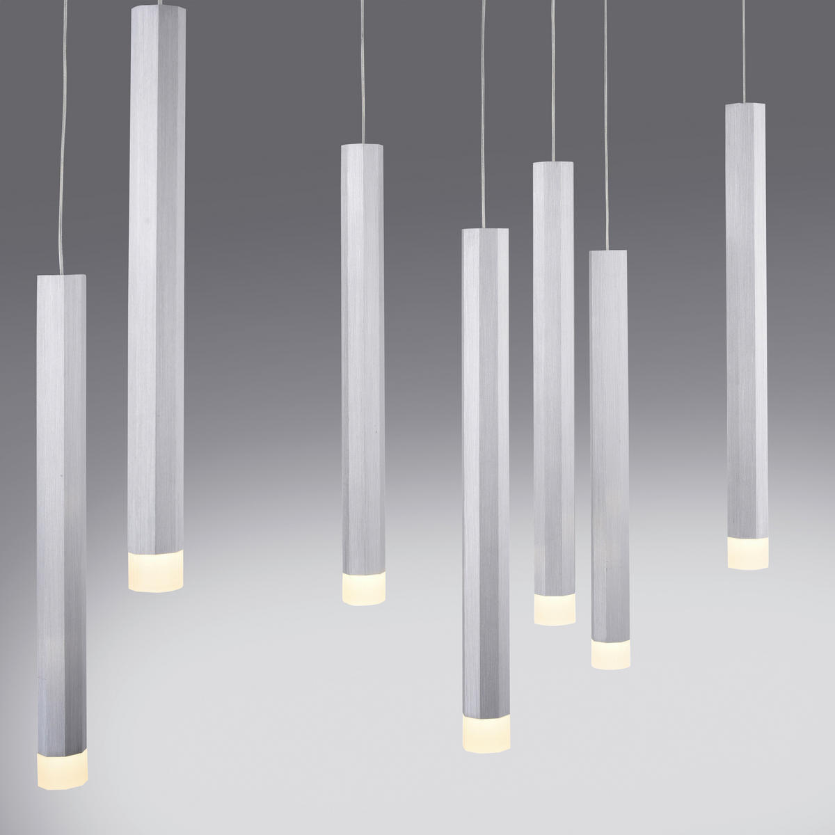 Just Light LED-Pendelleuchte BRUNO 15206-95 Alu Eisen Aluminium B/H/T: ca. 89x120x30 cm 10.0 Brennstellen BRUNO - Alu (89,00/120,00/30,00cm) - Just Light