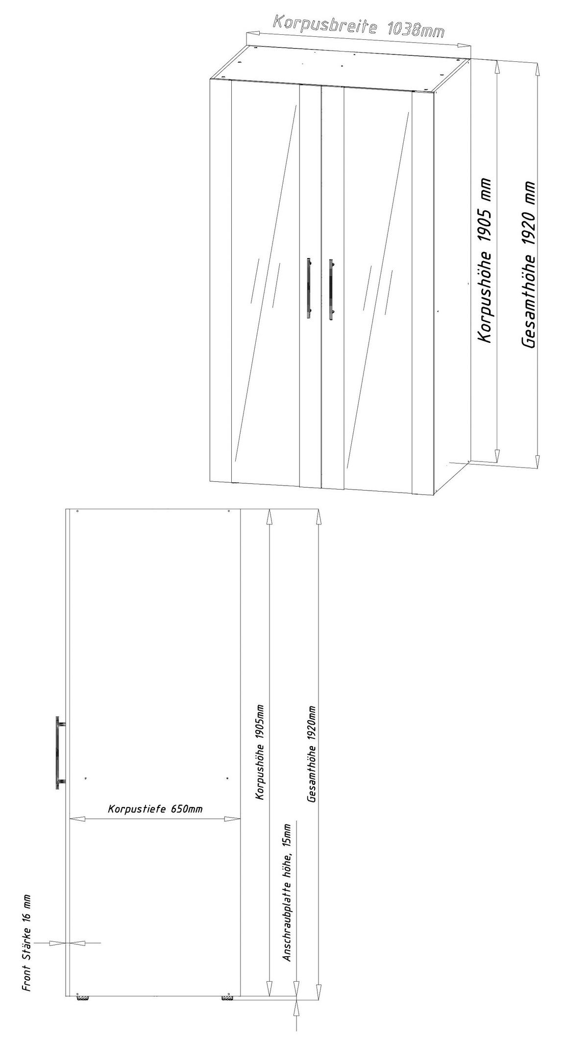 Respekta Schrankküche Economy grau matt B/H/T: ca. 104x193x67 cm Economy - weiß/grau (104,00/193,00/67,00cm) - Respekta