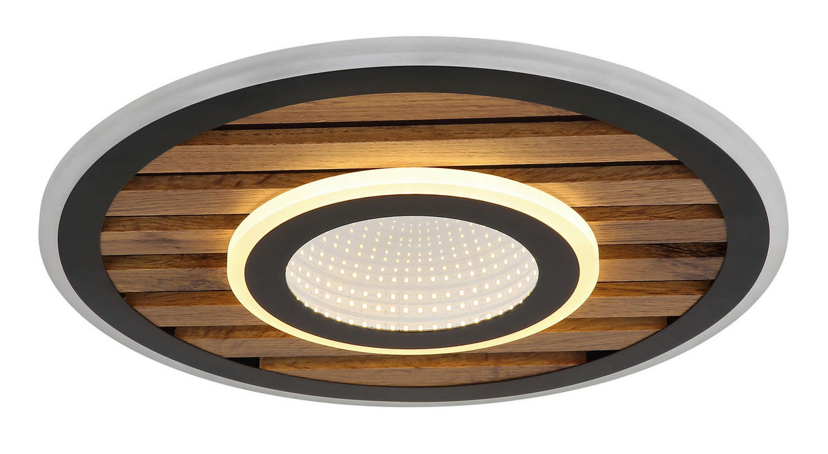 GLOBO Deckenleuchte Opal mattschwarz Metall MDF H/D: ca. 6x40 cm 1 Brennstellen Woody - Opal/mattschwarz (40,00/6,00cm) - GLOBO