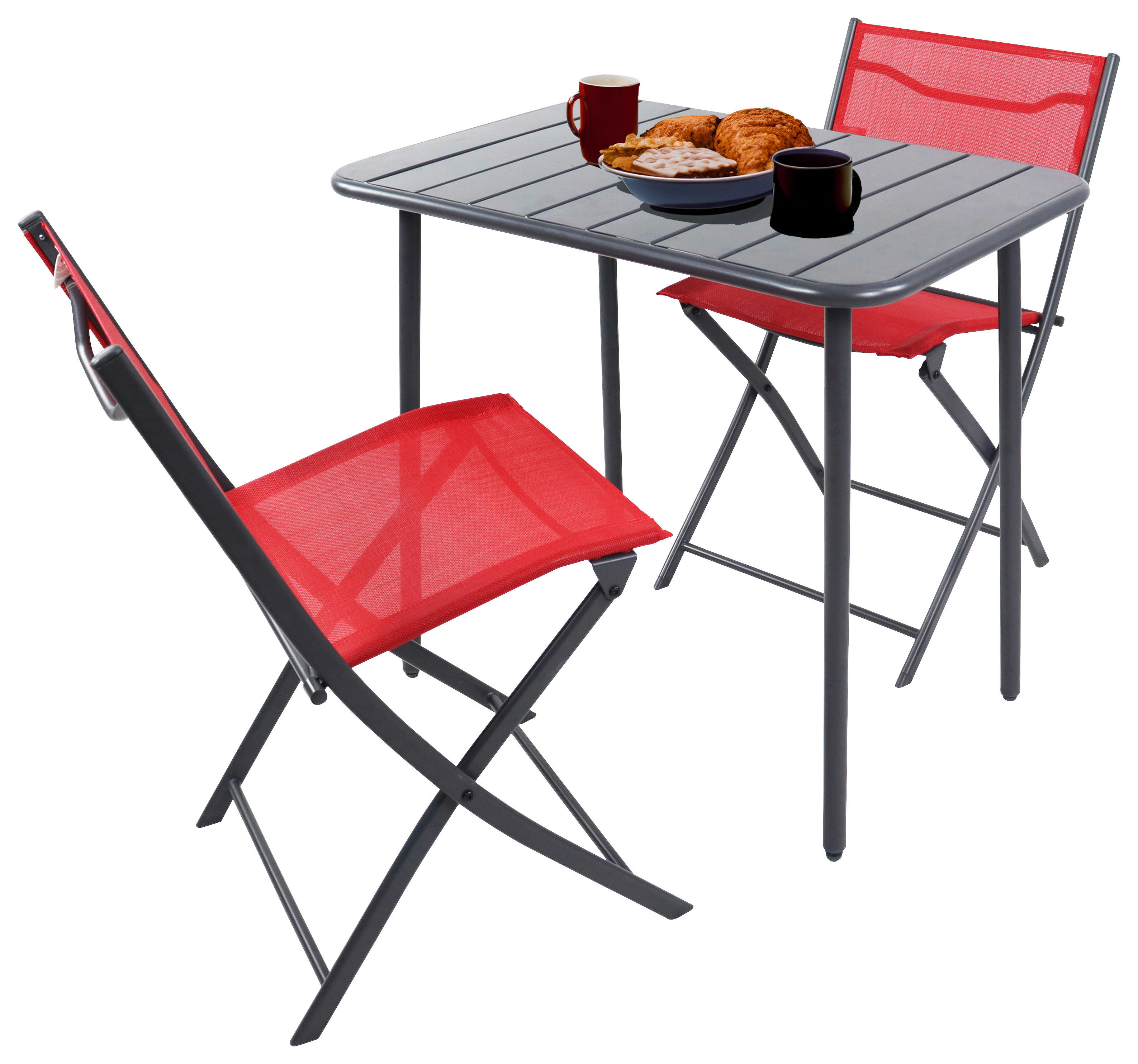 VCM Gartensitzgruppe Sumila rot Stahl B/H/L: ca. 80x72x55 cm Sumila - rot (55,00/80,00/72,00cm) - VCM